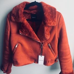 Bershka Faux Shearling Biker Jacket